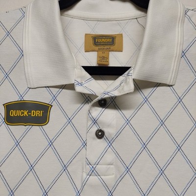 NEW The Foundry Men's Diamond-Print Short-Sleeve 1/4 Button Athletic Polo LT