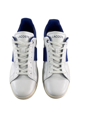 Lacoste Carnaby Pro Shoes Mens Size 10.5 White Blue Ortholite 747SMA0048080