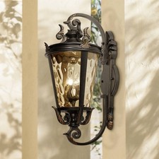 Casa Marseille Mission Outdoor Wall Light Fixture Veranda Bronze Scroll 36" Barn