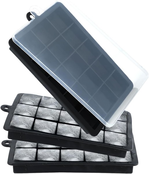 EiswüRfelform Silikon EiswüRfelbehäLter Silikon EiswüRfelform Mit Deckel – 3Er-P-image