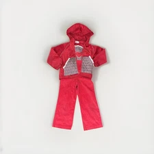 Vtg VHTF Healthtex Red Cordory / Quilted Plaid Overalls & Jacket 5/6 USA Read