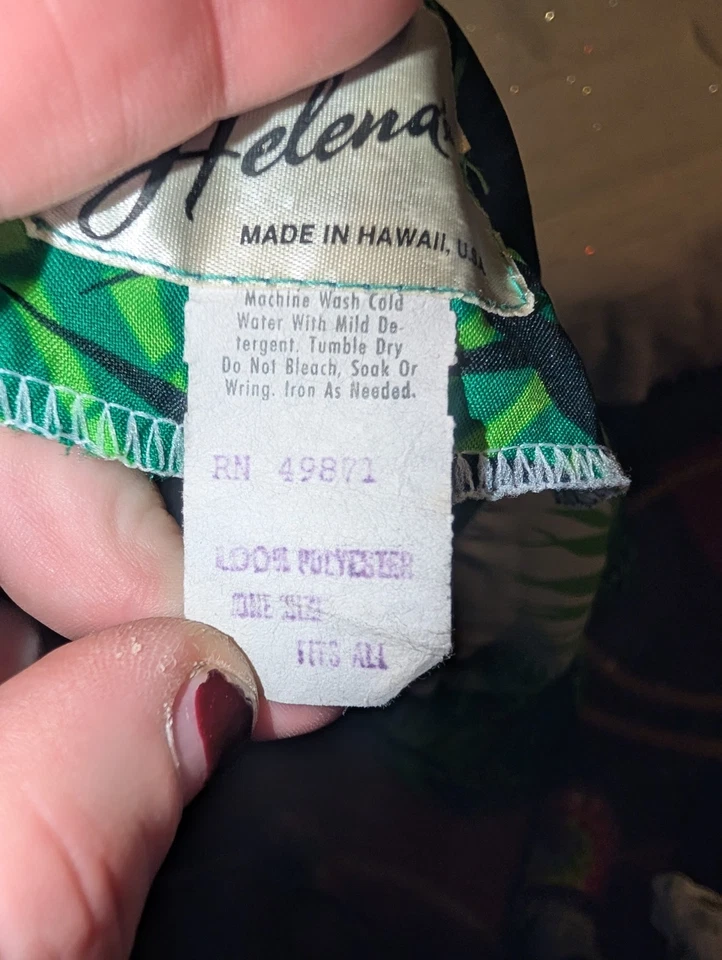 Vestido MuMu Hawaiano Helena Años 70 Maxi Planta Helecho Verde Aloha Hawaii EE. UU.  Foto 4 de 4