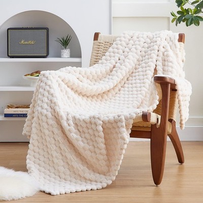 Fleece Blanket Twin Size for Couch or Bed - 3D Imitation Turtle Shell Jacquar...