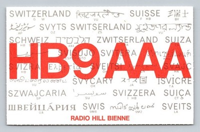 Ham Radio QSL HB9AAA Switzerland 1987 ARRL Contest 20m SSB