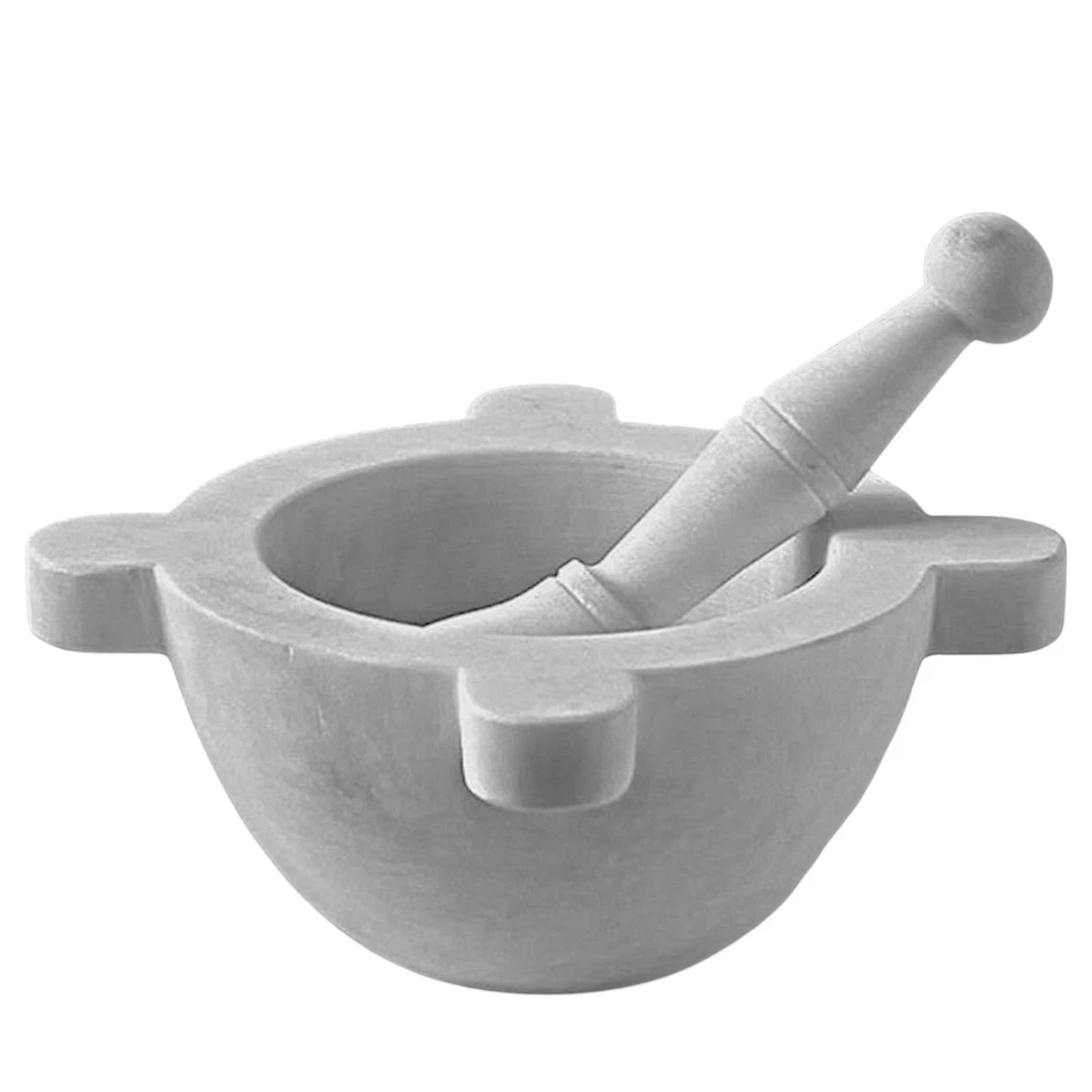 PETIT MORTIER en marbre gris quadrilobé