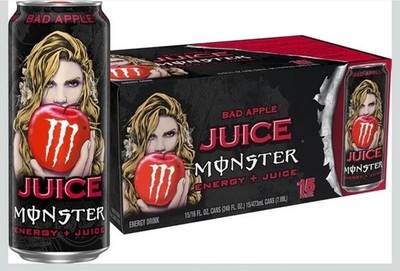 x15 Monster Juiced Bad Apple Energy Drink | 16 oz | 500ml Cans