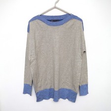 M&S Collection Colour Block Jumper Size S Blue Cream Fine Knit NWOT