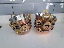 Traditional Indian Copper Kadai Curry Balti Serving Dish Bowl Handmade Set