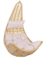 Bequemer HäNgekorb In Beige Rattan Inkl. Sitz- Und Kopfkissen Boho Stil Atri Ii