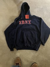 VTG FDNY Hoodie Men XXL Blue Pullover Lee Ultraweight New York Fire Department