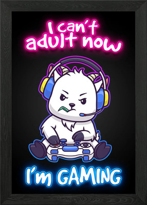 Schaf Ziege Gaming Neon gerahmtes Wandbild Poster Leinwanddruck Bild