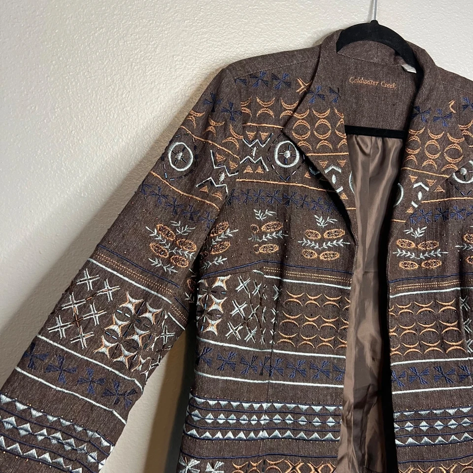 Куртка женская Coldwater Creek с вышивкой бисером размер 14 вестерн богемное искусство - Изображение 4 из 4