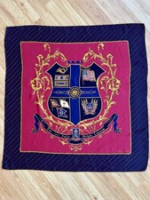 Vintage Polo by Ralph Lauren Silk Scarf Crest Logo Flags 35" X 35"
