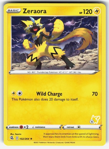Zeraora 102/264 SWSH08: Fusion Strike Pokemon Rare EN Moderately Played