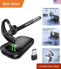 Hands-Free Bluetooth Headset with 25H Battery & AI Noise Cancellation Features