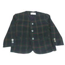 Vintage Imp 4T Boys Plaid Blazer Jacket Navy Green Red Wool Button Front Pockets