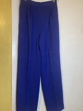 St John Collection Marie Gray Knit Pants Pockets Blue Sz 6 VTG High Waist