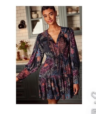 Farm Rio Sparkle Flower Short Dress Sz S Pre Owned 