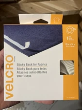 Velcro Sticky Back For Fabrics, White, 1 roll, 10ft X 3/4in