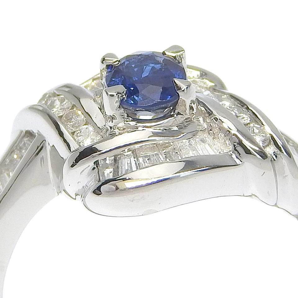 Ring Pt900Platinum/sapphire/diamond #6.2(US Size) 6.3g Women - Image 4 of 4