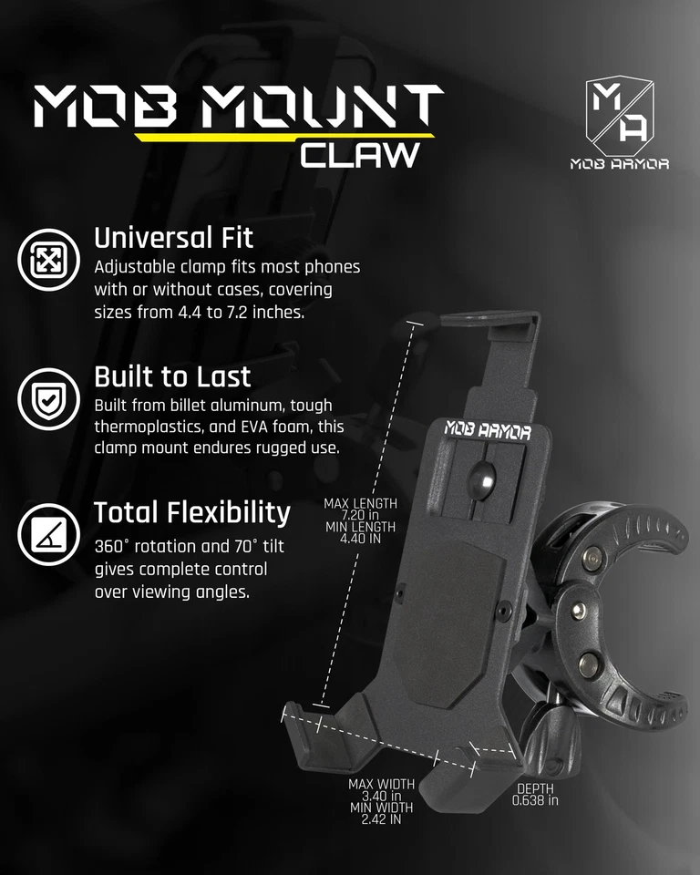 Mob Mount Claw with 360° Rotation - Universal Phone Mounting Clamp for Motorc... - Image 3 of 4