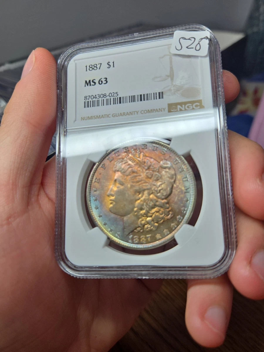 Uncirculated MS 63 Graded 1887 Year Morgan US Dollars (1878-1921