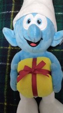 Nanco The Smurfs Plush Blue Smurf Holding Present Christmas w/ Tags SF-SMU30