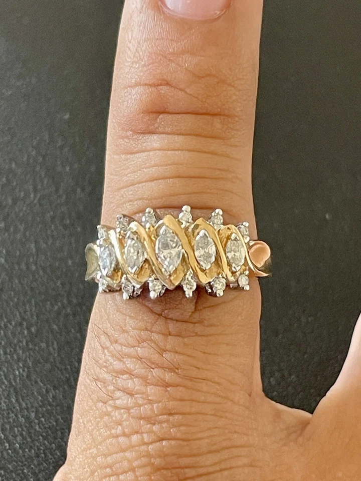 14KT Yellow/White Gold 0.55CTW Diamond Cluster Ring. Size 6.75 (F88) - Image 2 of 4