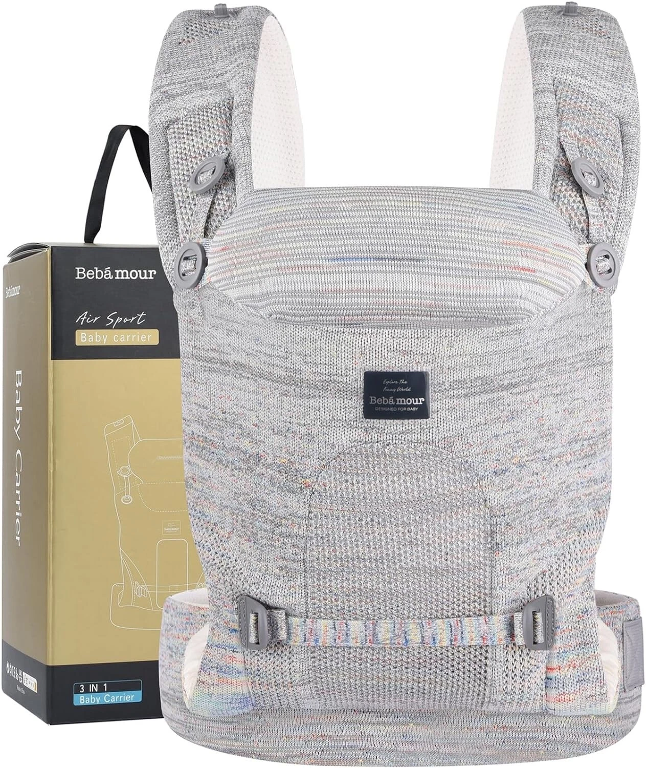Bebamour Baby Carrier 4-Position Front and Back Baby Carrier with 2 Shoulder Bib