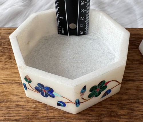 Marquetry Malachite Lapis Floral Hakik Marble Jewelry Box with Handmade Inlay - Picture 10 of 10