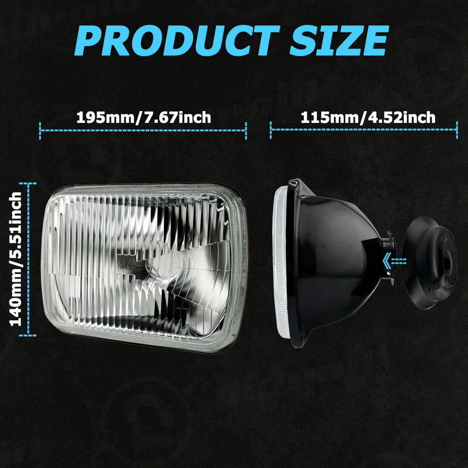 7x6" 5x7" LED Headlights Lamp Sealed Hi/Lo Beam For Jeep Cherokee XJ 1984-2001 - Image 4 of 4