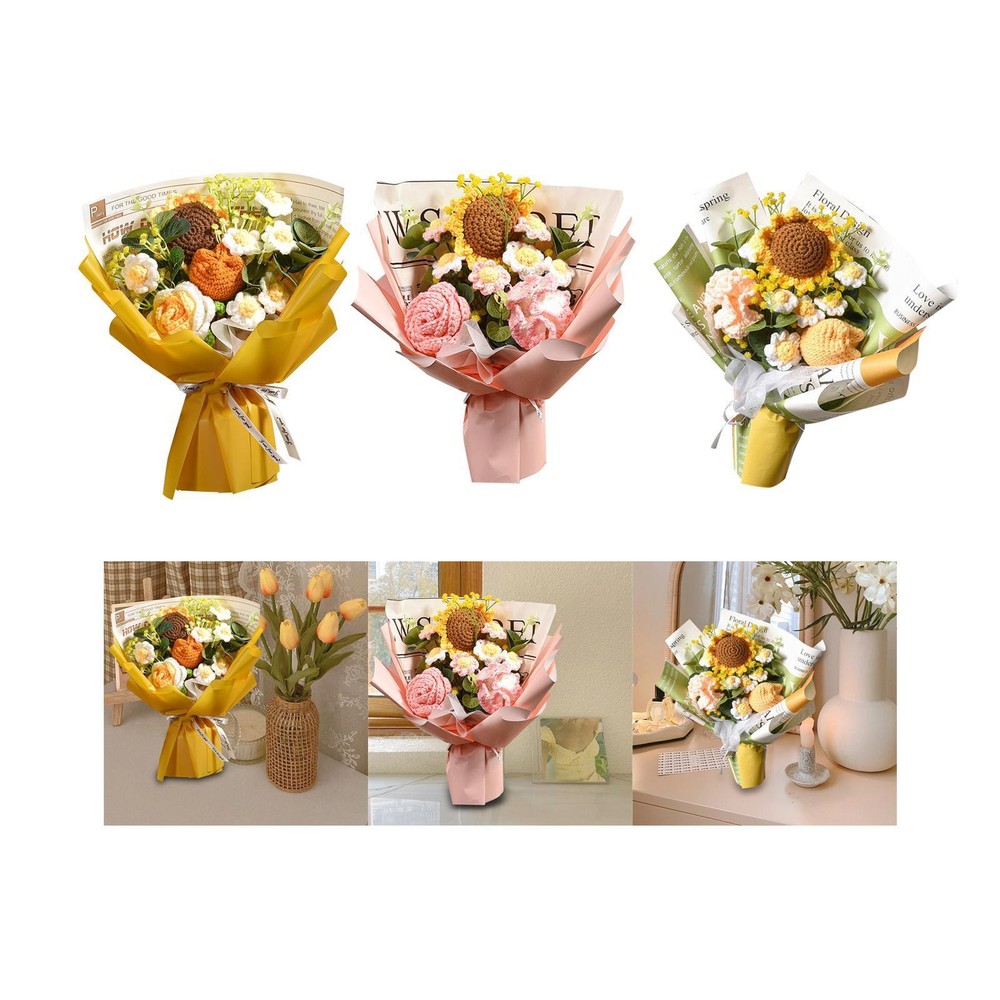 Handmade Knitted Bouquet Crochet Bouquet Table Bouquet Centerpiece Eternal