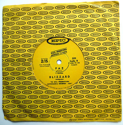 BLIZZARD  vg++ Garage PSYCH Argentina PROMO 7'' Paz b/w Lotti Loop De Loop F2087