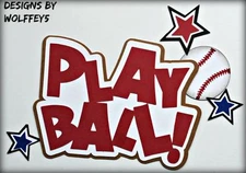 CRAFTECAFE BASEBALL TITLE paper piecing premade scrapbook die cut piece WOLFFEY5