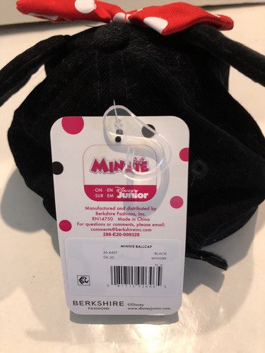 Infant Girls Minnie Mouse Baseball Hat Cap NWT Berkshire Fashions Black Courdury - Picture 2 of 6