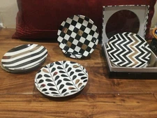 Macy’s Designer Set Of 4 Desert Plates gold embelished PEI 6'' NEW