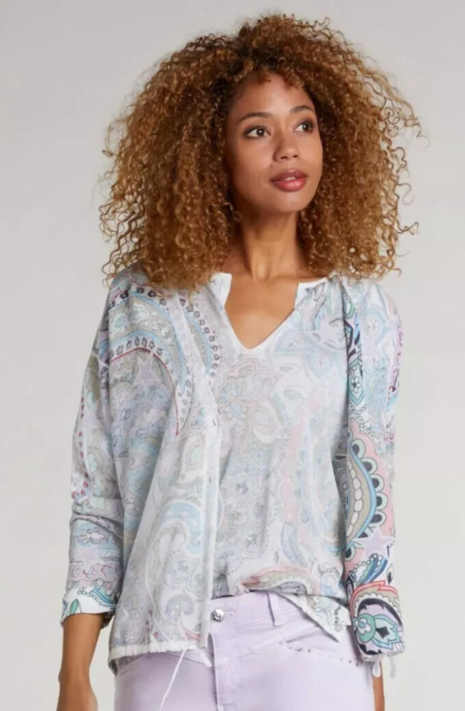 OUI Paisley Drawstring Cardigan Long Sleeve Size 12 Uk 38 EU BNWT RRP £149 Multi
