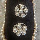 1 ct Natural Brilliant Cut Diamond Set In One Strand Pearl Necklace & Earrings  — photo 2