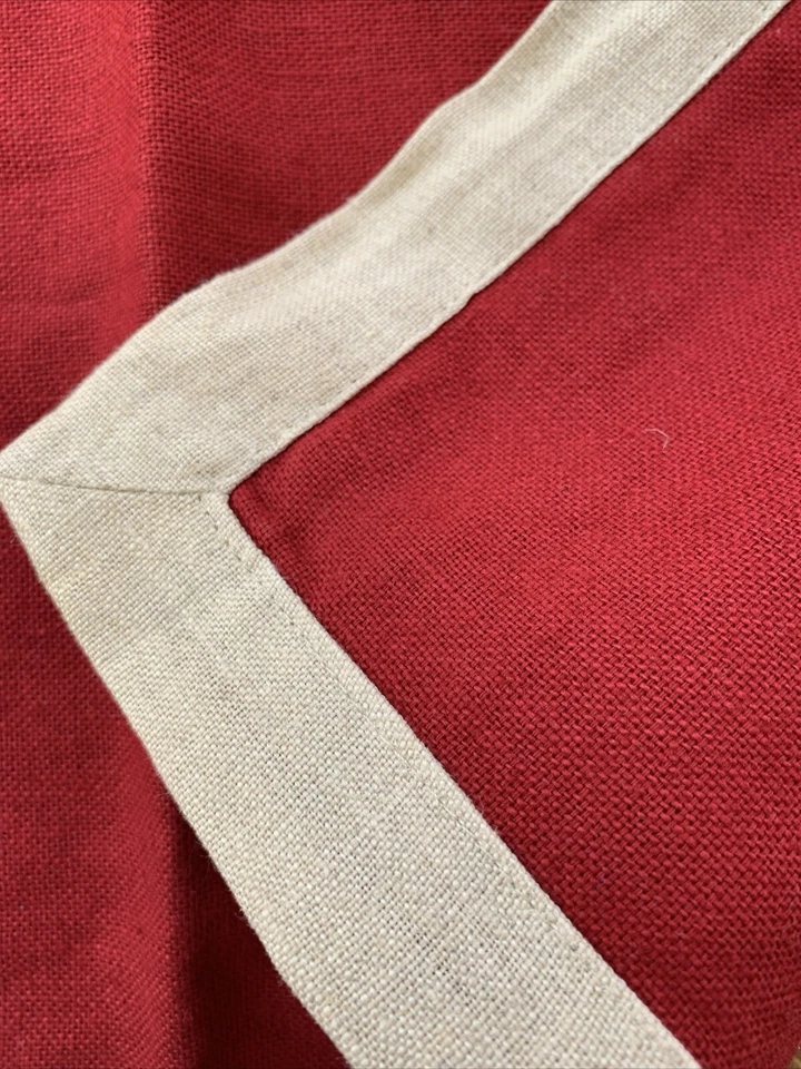 POTTERY BARN Cotton/Linen Blend Red Beige Throw Pillow Cover 18x18” - Image 3 of 4