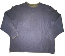 Mens Navy Blue Crewneck Sweatshirt With Ribbed Cuffs  Hem