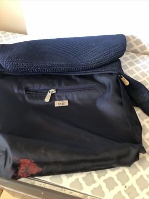 The Sak Crochet Woven Shoulder Handbag Purse Navy Blue Tote Bag | eBay