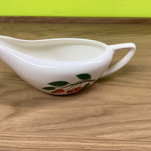 Vintage Knowles White Gravy Boat With hand Painted Cherries USA-51-8 - Picture 3 of 4