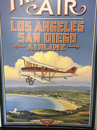 Travel by AIR Los Angeles, San Diego Airline 26" X 38" Travel Poster Decor/Ad - Picture 4 of 12