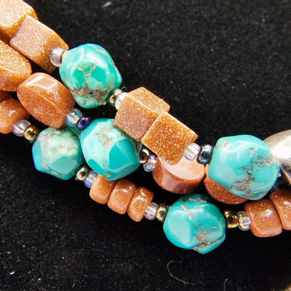 Collar Colgante Imitación Turquesa 925 Brillo Cobre Color Cuentas Boho Foto 4 de 4