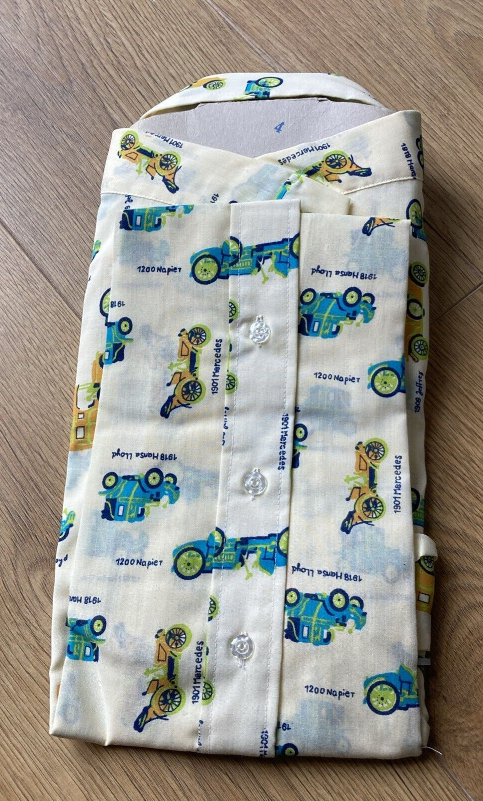 Rare Original 70s Anthony Charles Novelty Print Vintage Cars Shirt, Size 15.5 3