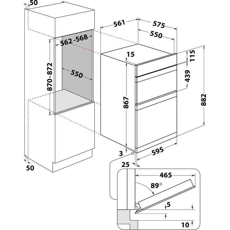 Hotpoint DD2540WH BuiltIn Double Electric Fan Assist Oven, Top Oven
