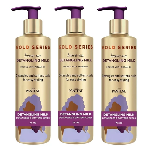 Pantene 7.6 Oz Gold Series Leave On Detangling Milk With Argan Oil 3 Pack