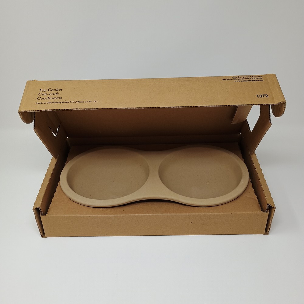 Pampered Chef Stoneware Egg Cooker #1372 for Oven & Microwave Double Dish