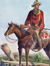 watercolor painting original cowboy art horse rider landscape figurative art 