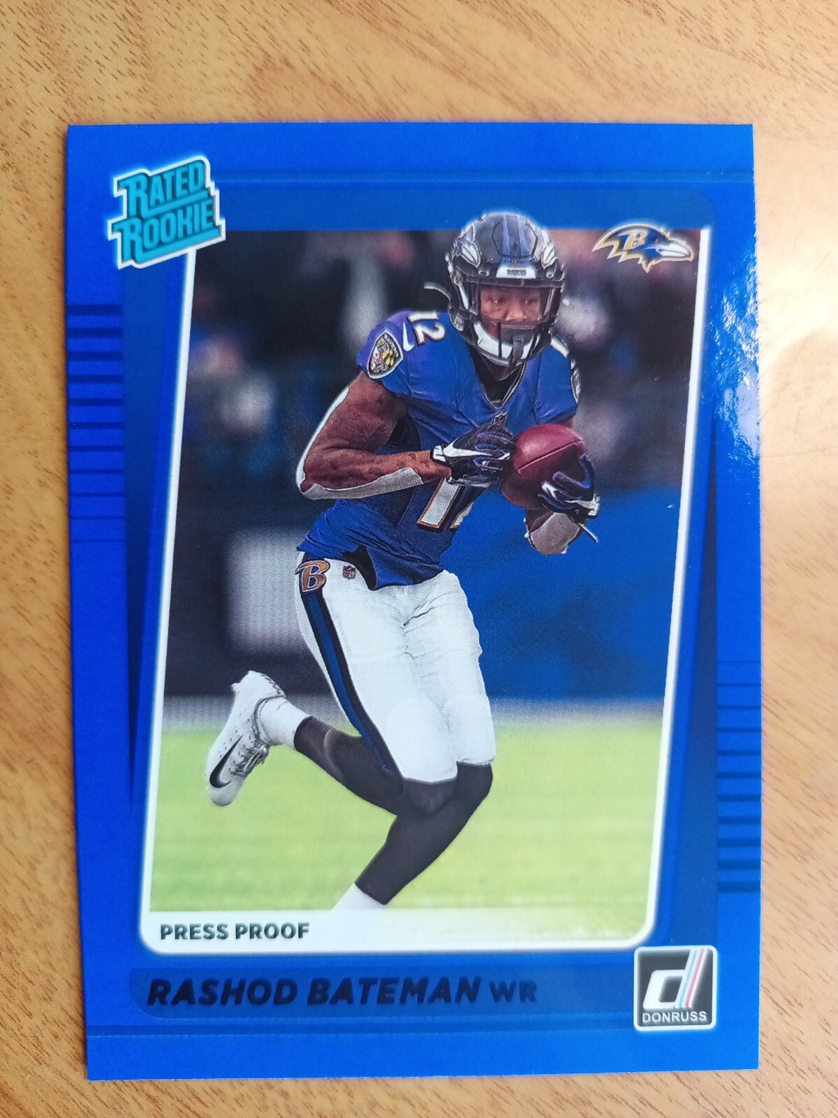 RASHOD BATEMAN 2021 PANINI DONRUSS "BLUE PRESS PROOF" ROOKIE FOOTBALL CARD-#265